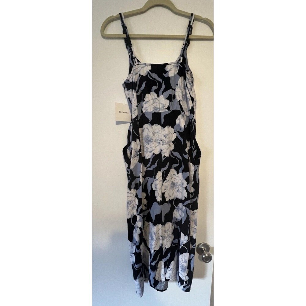 NWT Ellen Tracy Side Tie Linen Blend Midi Dress Women's XS Floral - Picture 10 of 16